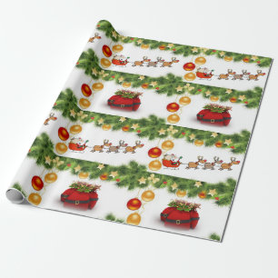 Julafton Wrapping Papper Santa Sleigh Presentpapper