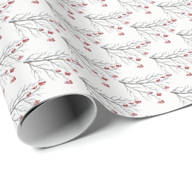 Julafton Wrapping Papper-Winter Berry Presentpapper (Rullad Hörn)