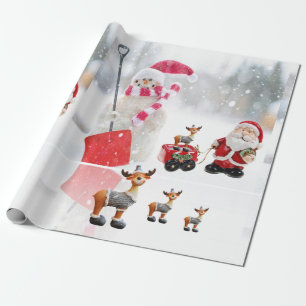 Julafton Wrapping Pappra Snögubbe Santa Moose Presentpapper