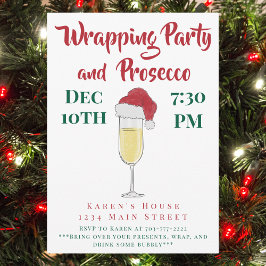 Julafton Wrapping Party och Prosecco Dam Natten Inbjudningar