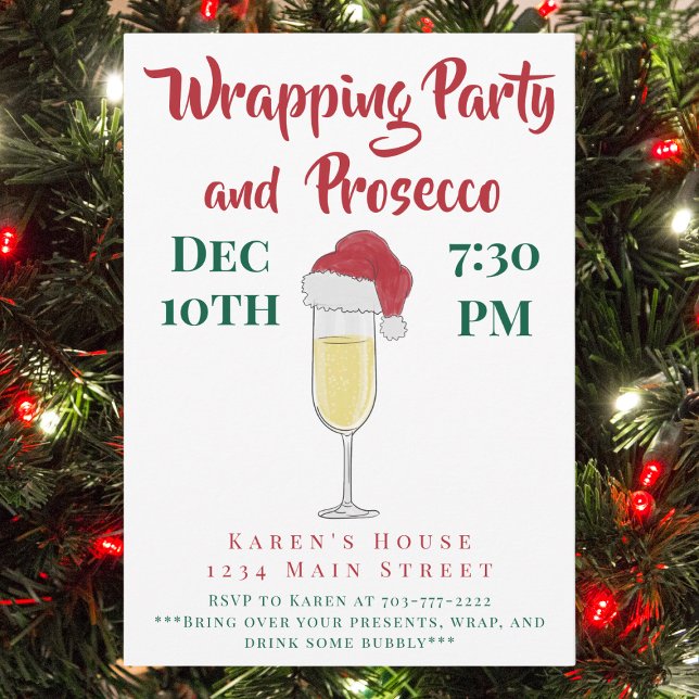 Julafton Wrapping Party och Prosecco Dam Natten Inbjudningar (Skapare uppladdad)