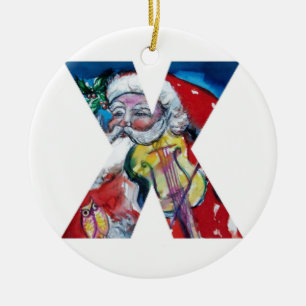 JULAFTON X BREV /JULTOMTEN MED VIOLIN MONOGRAM JULGRANSPRYDNAD KERAMIK
