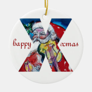JULAFTON X BREV /JULTOMTEN MED VIOLIN MONOGRAM JULGRANSPRYDNAD KERAMIK
