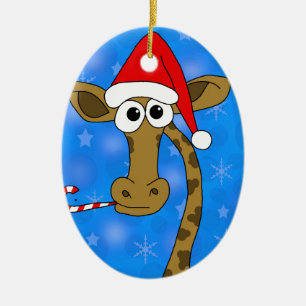 Julaftongiraff - blått julgransprydnad keramik