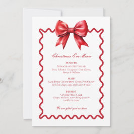 Julaftonsmeny Kort Röd Bow