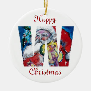 JULAFTONW-BREV /SANTA CLAUS MED FIOLMONOGRAMEN JULGRANSPRYDNAD KERAMIK