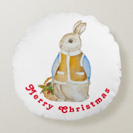 Juläge i gryningen med basket med gratiskli rund kudde