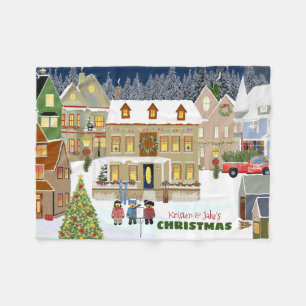 Juläge Vinter Wonderland Houses Carolines Fleecefilt