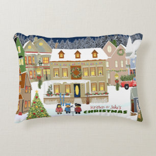 Juläge Vinter Wonderland Houses Carolines Prydnadskudde