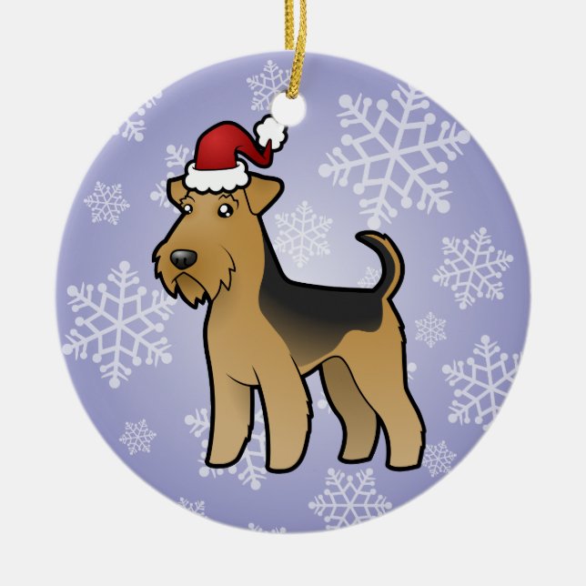 JulAiredaleTerrier/walesisk Terrier Julgransprydnad Keramik (Framsidan)