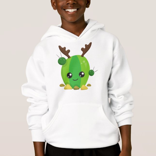 Julaktus, Cute Cactus, Antlers, Helgdag T Shirt (Framsida)