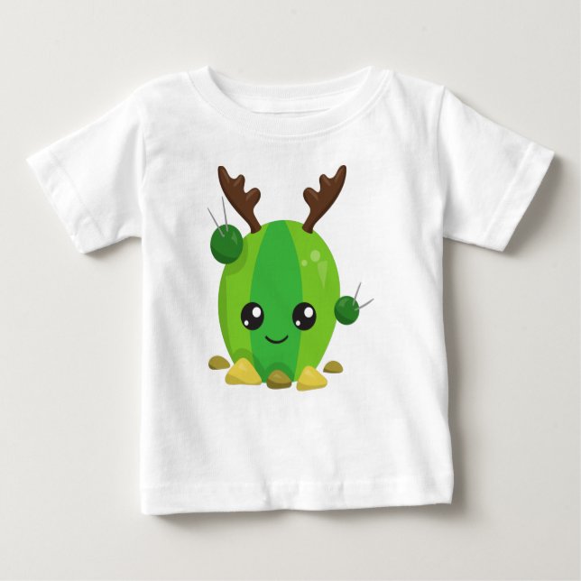 Julaktus, Cute Cactus, Antlers, Helgdag T Shirt (Framsida)