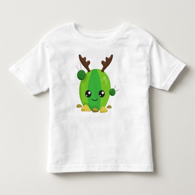 Julaktus, Cute Cactus, Antlers, Helgdag T Shirt (Framsida)
