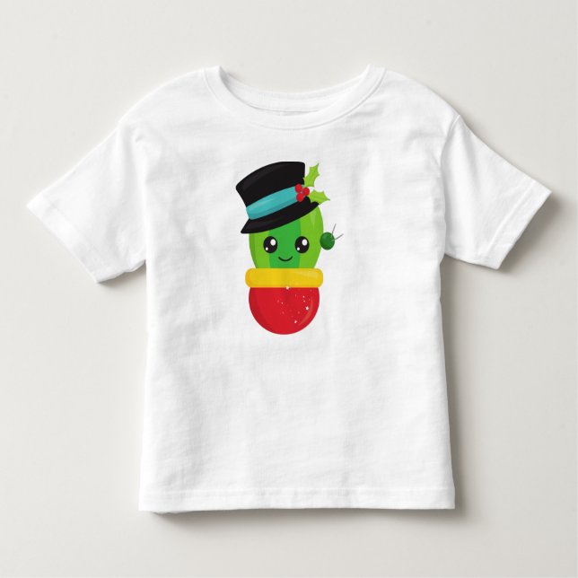 Julaktus, Cute Cactus, Hat, Mistletoe T Shirt (Framsida)