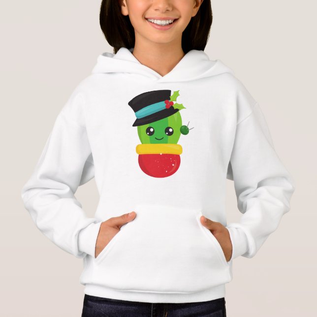 Julaktus, Cute Cactus, Hat, Mistletoe T Shirt (Framsida)