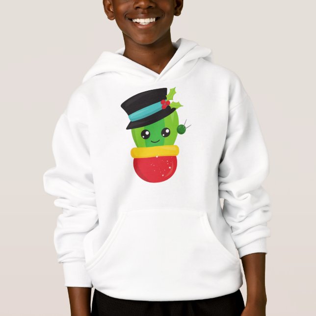 Julaktus, Cute Cactus, Hat, Mistletoe T Shirt (Framsida)