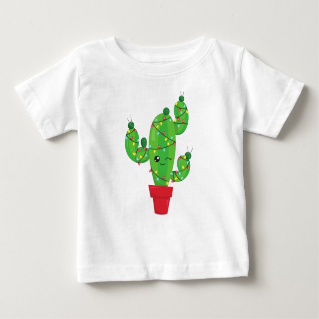 Julaktus, Ljus, Cute Cactus T Shirt (Framsida)