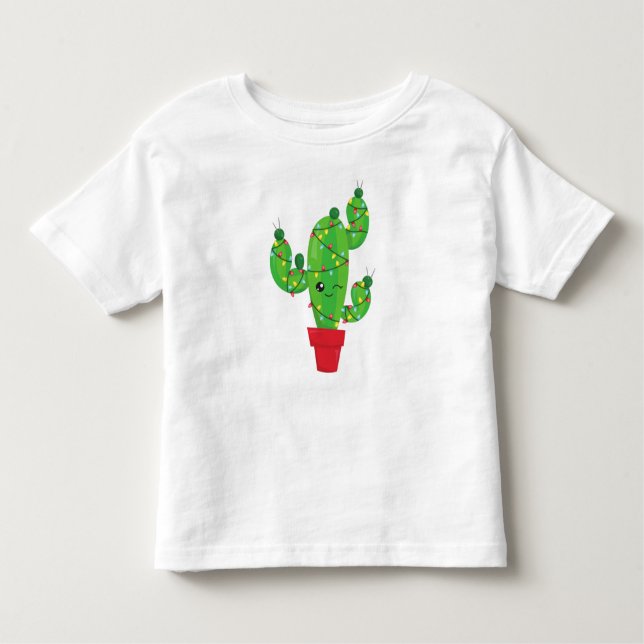 Julaktus, Ljus, Cute Cactus T Shirt (Framsida)