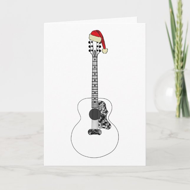 Julakustisk Guitar Art Funny Festive Music Kort (Framsida)