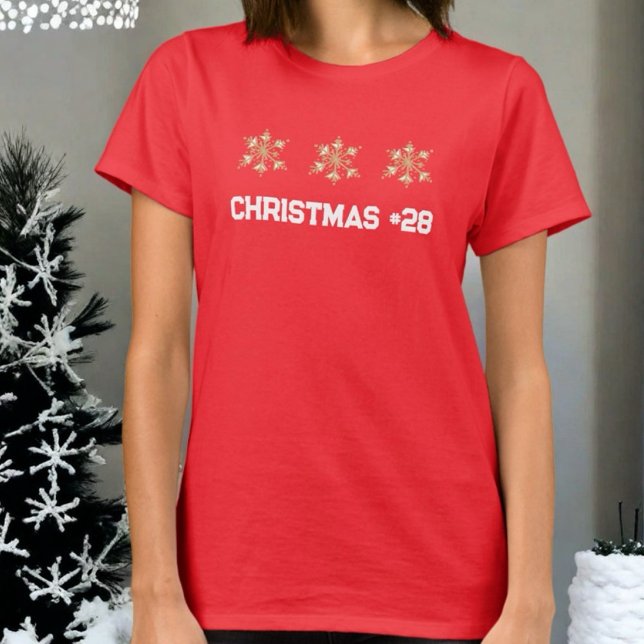 Julålder guld snöflingmonogram t shirt (Skapare uppladdad)