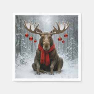 Julälg i en snöig skog pappersservett