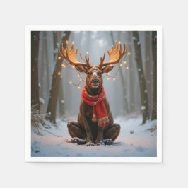 Julälg med halsduk och lampor pappersservett