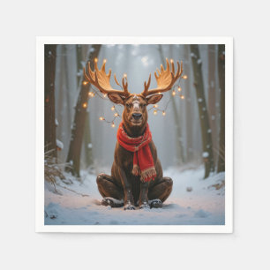 Julälg med halsduk och lampor pappersservett