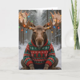 Julälg som bär en ful jultröja kort