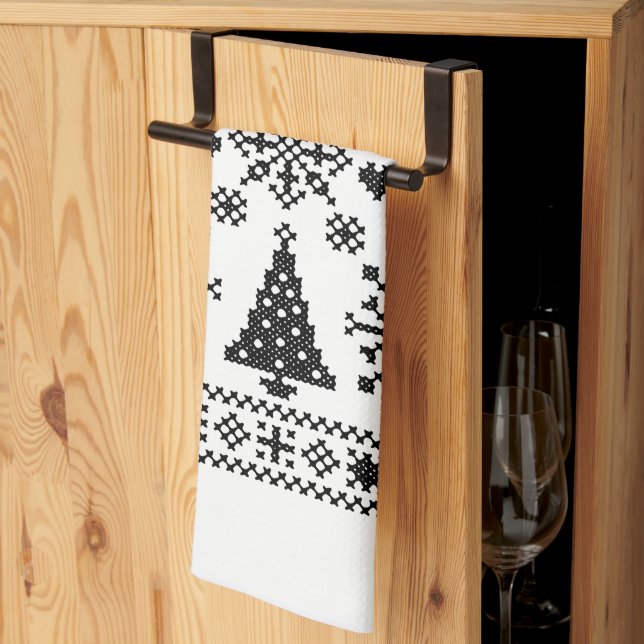 Julälskare Korsmönster Sampler Design Kökshandduk (Thirds Fold)