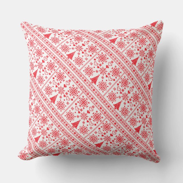 Julälskare Korsmönster Sampler Design Kudde (Framsida)