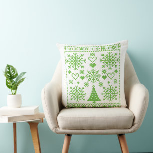 Julälskare Korsmönster Sampler Design Kudde