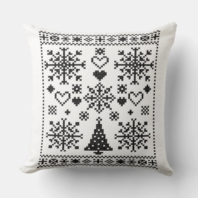 Julälskare Korsmönster Sampler Design Kudde (Framsida)