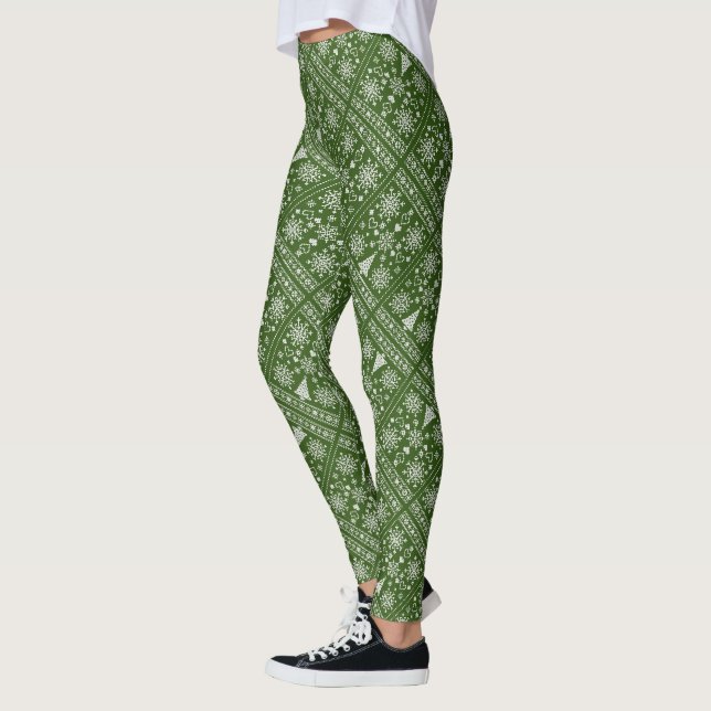 Julälskare Korsmönster Sampler Design Leggings (Vänster)