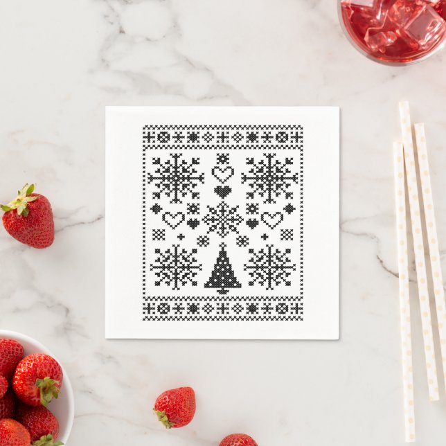 Julälskare Korsmönster Sampler Design Pappersservett (Insitu)