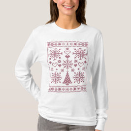Julälskare Korsmönster Sampler Design T Shirt