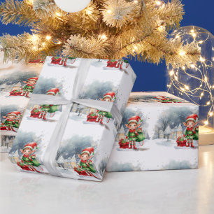 Julälv med en säck av gåvor presentpapper