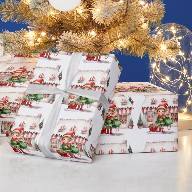 Julälv med en säck av gåvor presentpapper (Helgdagar)