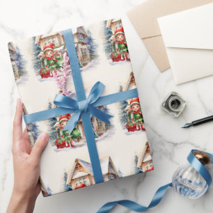 Julälv med en säck av gåvor presentpapper