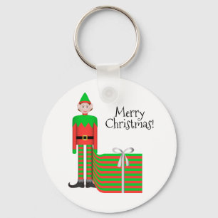 Julälva Keychain - randigt gåvapaket Nyckelring