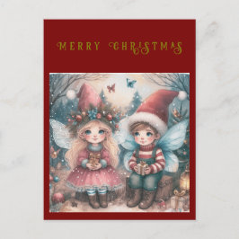 Julälvor i skogen Högtidskort Helg Vykort