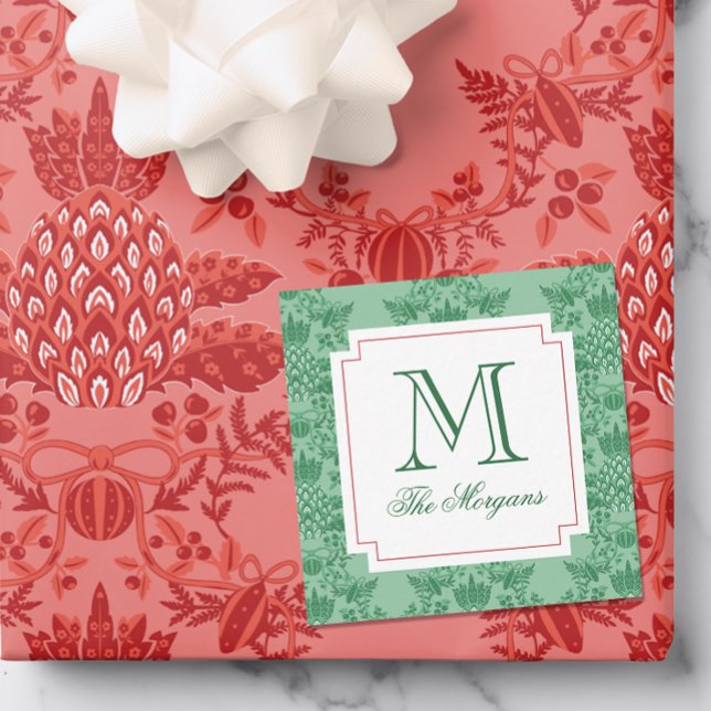 Julananas Ornament i monogramhölje Anteckningskort (Skapare uppladdad)
