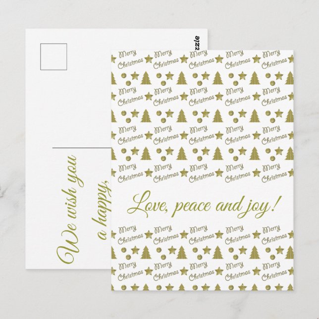 Julanda - guldstjärnor, Julgranar Vykort (Fram/baksida)