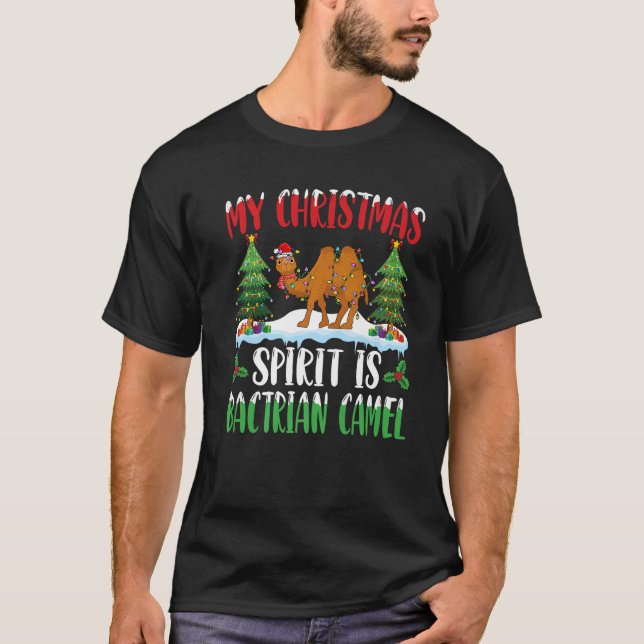 Julandan är Bactrian Camel Wearing Santa H T Shirt (Framsida)