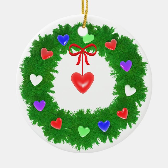 Julandetag Hjärter Julgransprydnad Keramik (Framsidan)