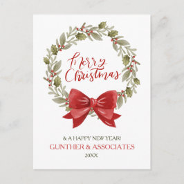 Julandetag med Red Bow Corporate Hälsning Helg Vykort