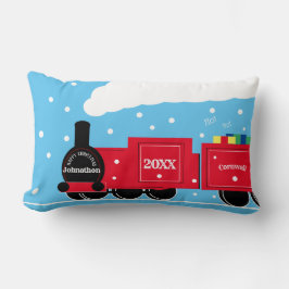 Julånga tåg i snö lumbarkudde