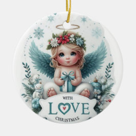Julängel babyprydnad julgransprydnad keramik