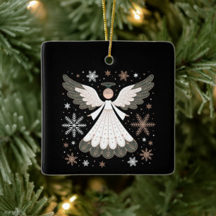 Julängel Glitter Kristna Jul Religiös Julgransprydnad Keramik