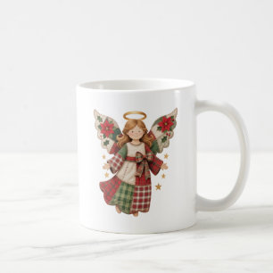Julängel med gyllene stjärnor kaffemugg