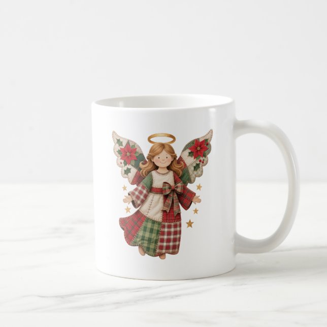 Julängel med gyllene stjärnor kaffemugg (Höger)